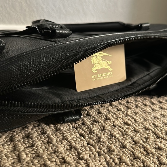 BURBERRY black leather LAPTOP BAG 11X14.5X2.5 in - Picture 7 of 14